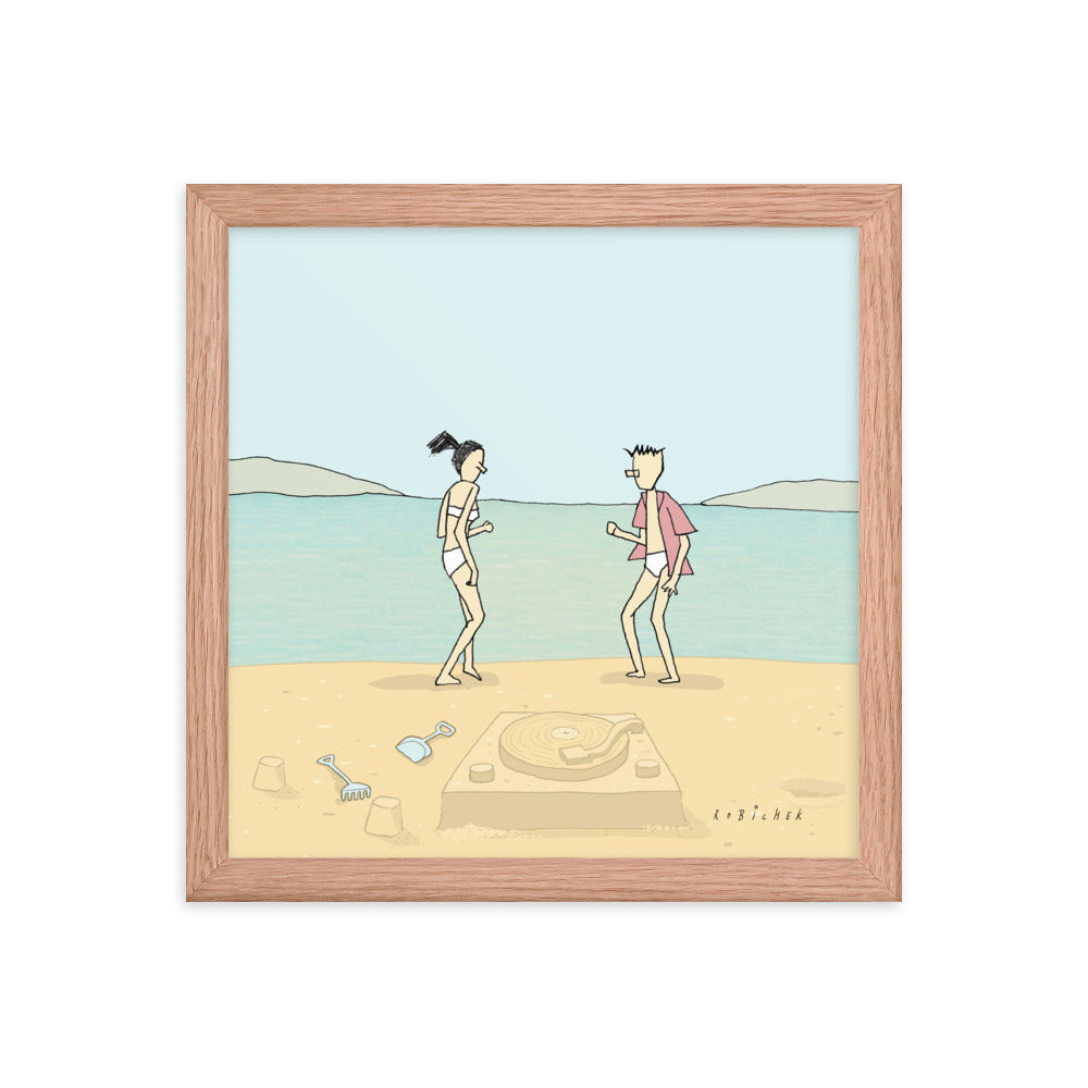Dancing on thr beach Framed poster