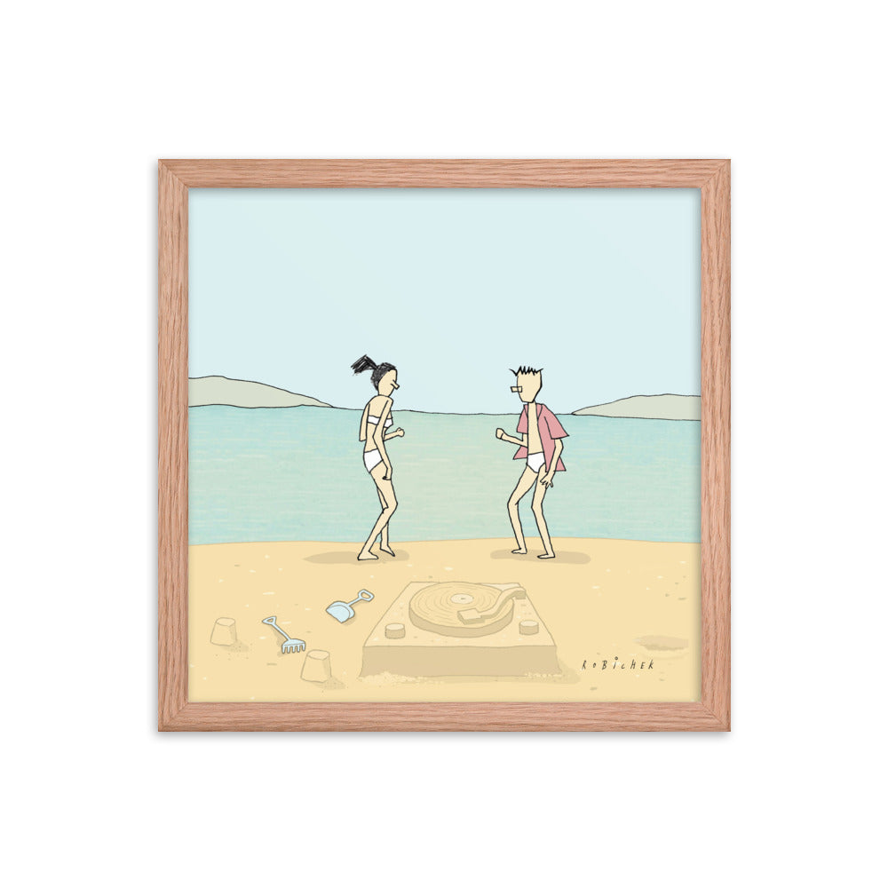Dancing on thr beach Framed poster