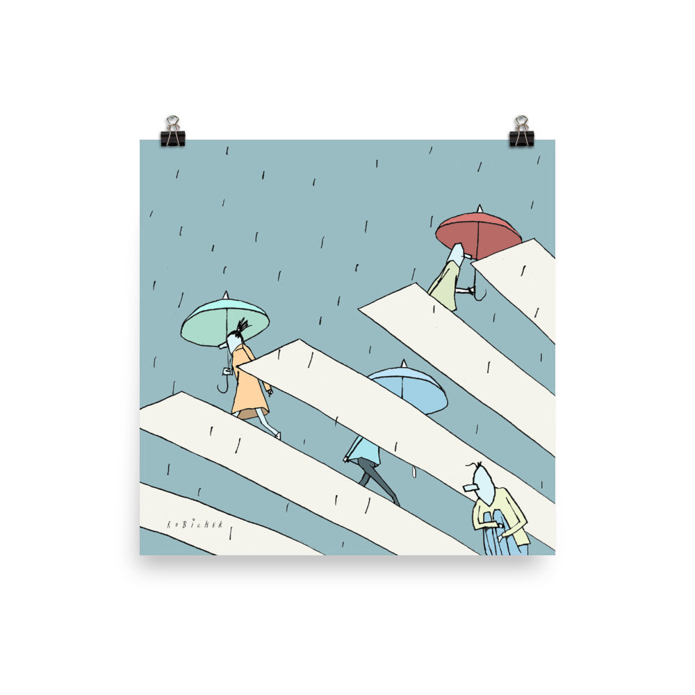 Crosswalk in rain Print